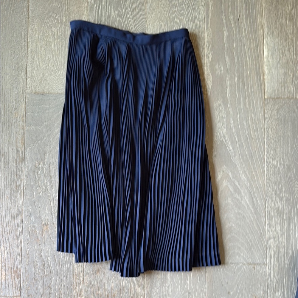 J. Crew Blue Pleated Midi Skirt for Work